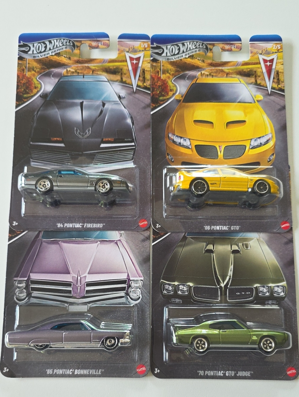 Hot Wheels Silver Series - Pontiac Die-Cast Cars GTO, Firebird, Bonneville